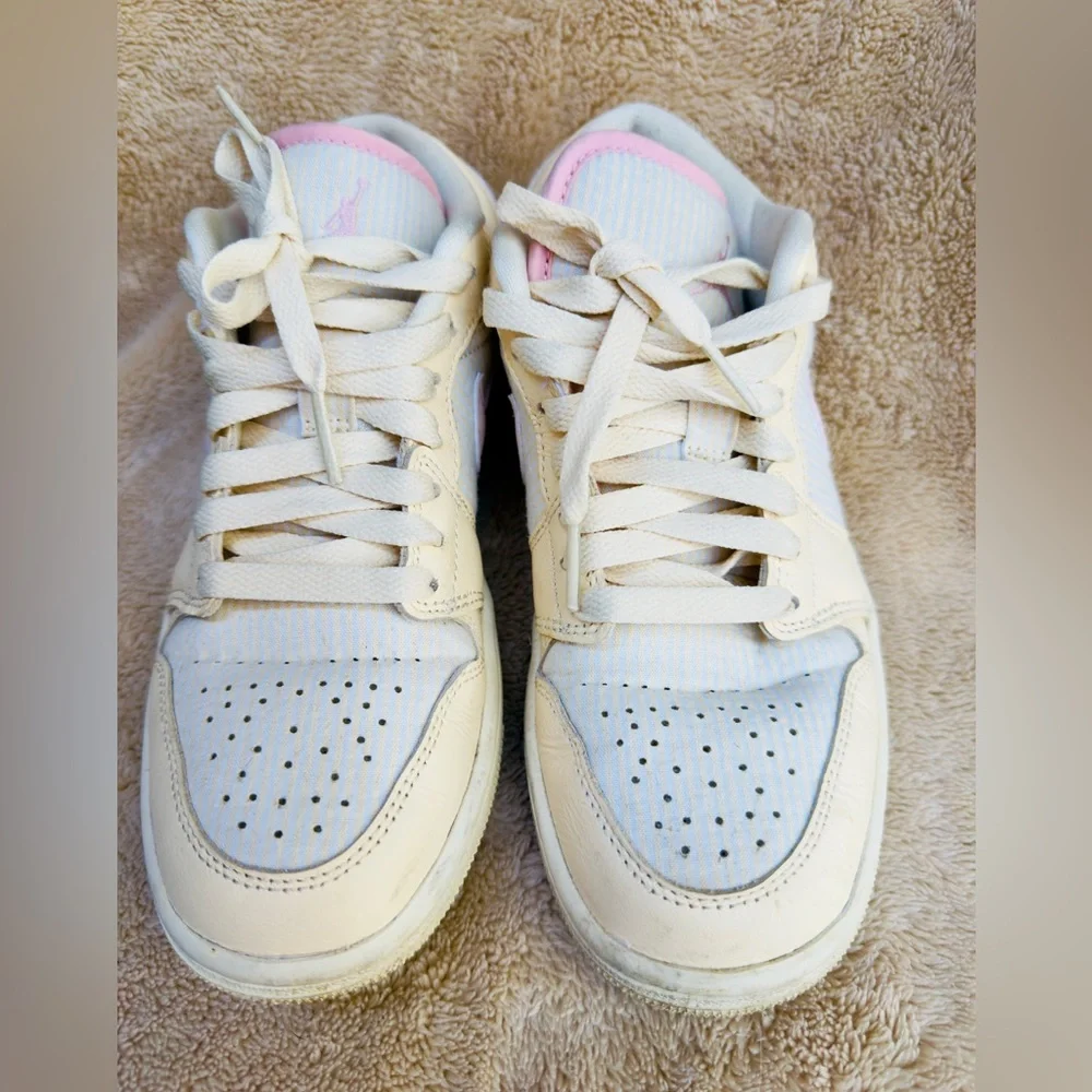 Nike Air Jordan 1 Retro Low Women's SE Linen Muslin Sail‎ Pink Size 6 EUC